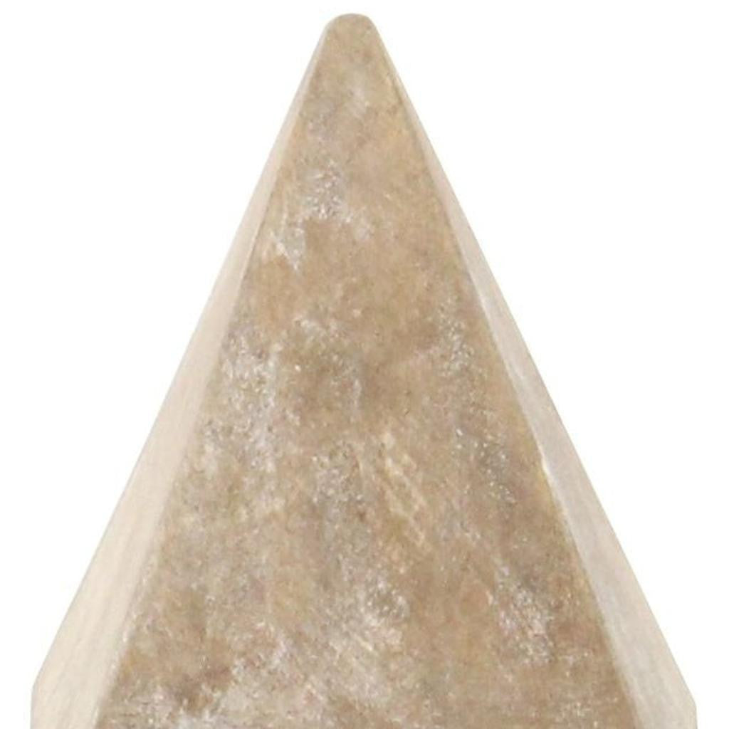 3" BROWN SOLID WOOD PYRAMID DECORATIVE SCULPTURE