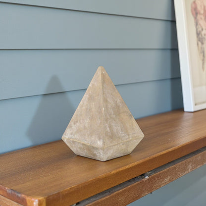 3" BROWN SOLID WOOD PYRAMID DECORATIVE SCULPTURE