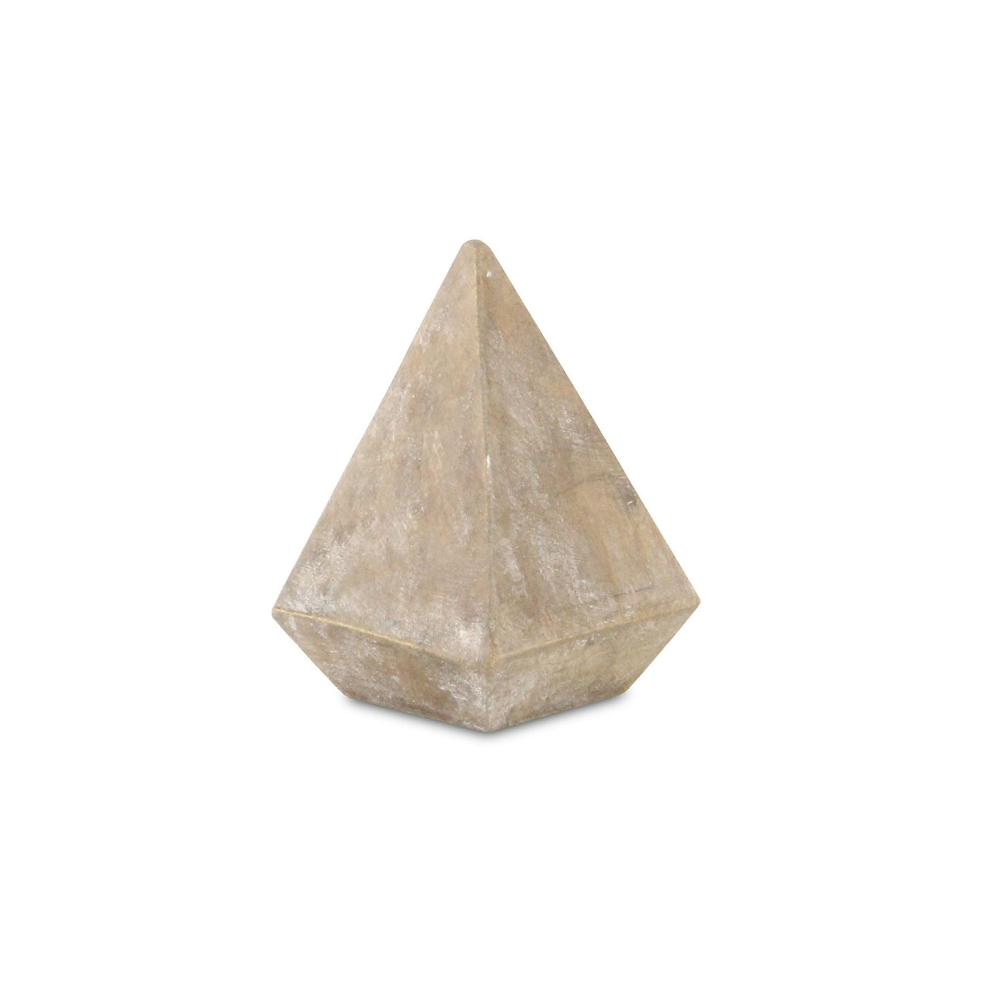 3" BROWN SOLID WOOD PYRAMID DECORATIVE SCULPTURE