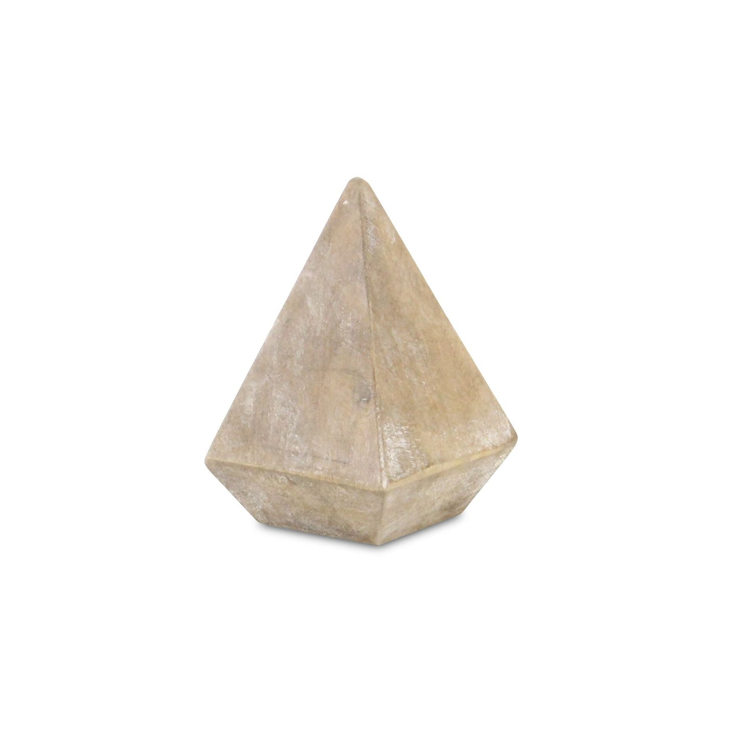 3" BROWN SOLID WOOD PYRAMID DECORATIVE SCULPTURE
