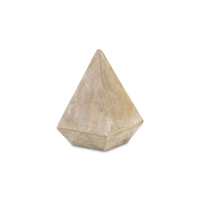 3" BROWN SOLID WOOD PYRAMID DECORATIVE SCULPTURE