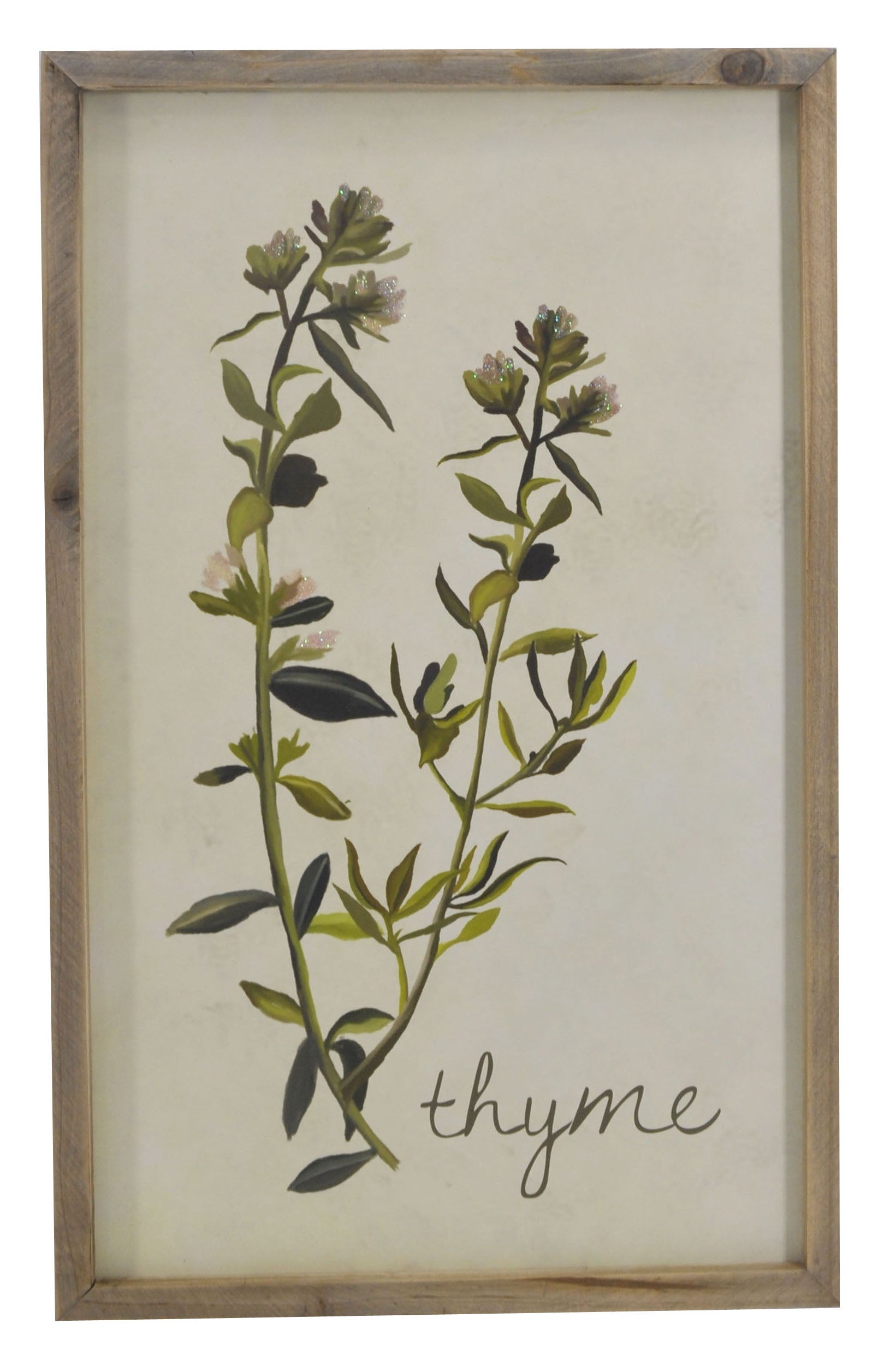 CALABASAS 19" X 12" GREEN AND WHITE THYME FLORAL WOOD WALL DECOR - Varnish & Vibe