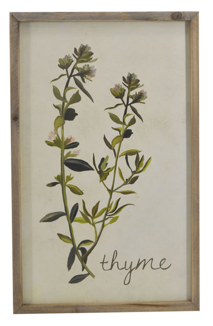CALABASAS 19" X 12" GREEN AND WHITE THYME FLORAL WOOD WALL DECOR - Varnish & Vibe