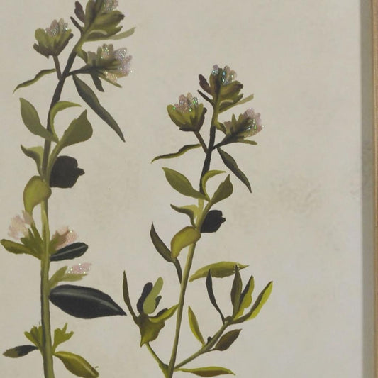 CALABASAS 19" X 12" GREEN AND WHITE THYME FLORAL WOOD WALL DECOR - Varnish & Vibe