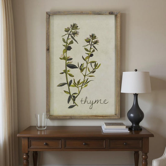 CALABASAS 19" X 12" GREEN AND WHITE THYME FLORAL WOOD WALL DECOR - Varnish & Vibe