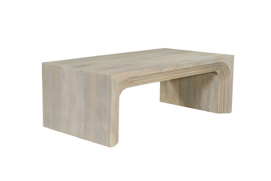 51" WHITE SOLID WOOD DOUBLE PEDESTAL COFFEE TABLE