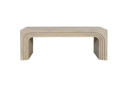 51" WHITE SOLID WOOD DOUBLE PEDESTAL COFFEE TABLE