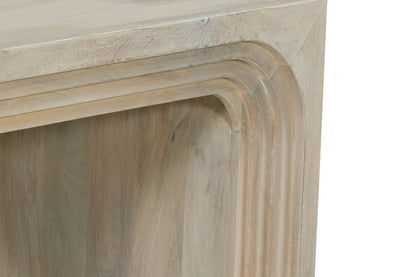 51" WHITE SOLID WOOD DOUBLE PEDESTAL COFFEE TABLE