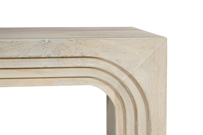 51" WHITE SOLID WOOD DOUBLE PEDESTAL COFFEE TABLE
