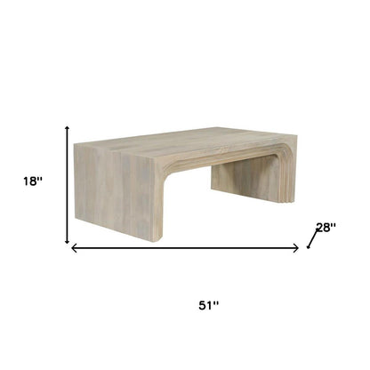 51" WHITE SOLID WOOD DOUBLE PEDESTAL COFFEE TABLE