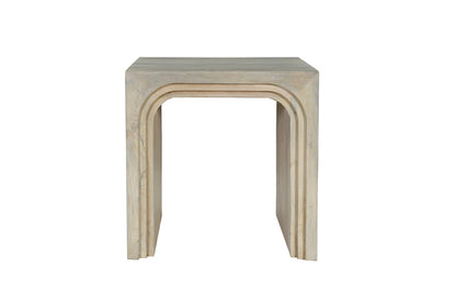 24" WHITE SOLID WOOD SQUARE SLED END TABLE