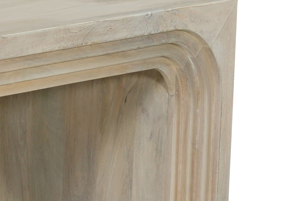 24" WHITE SOLID WOOD SQUARE SLED END TABLE