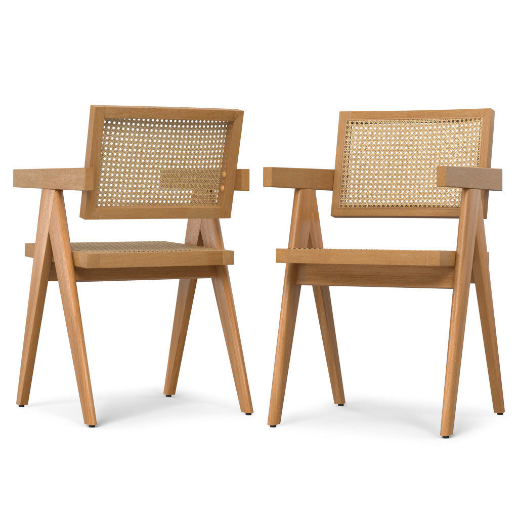 MALIBU II SET OF TWO NATURAL SOLID WOOD DINING PARSONS CHAIRS - Varnish & Vibe