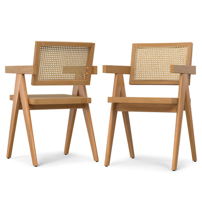 MALIBU II SET OF TWO NATURAL SOLID WOOD DINING PARSONS CHAIRS - Varnish & Vibe