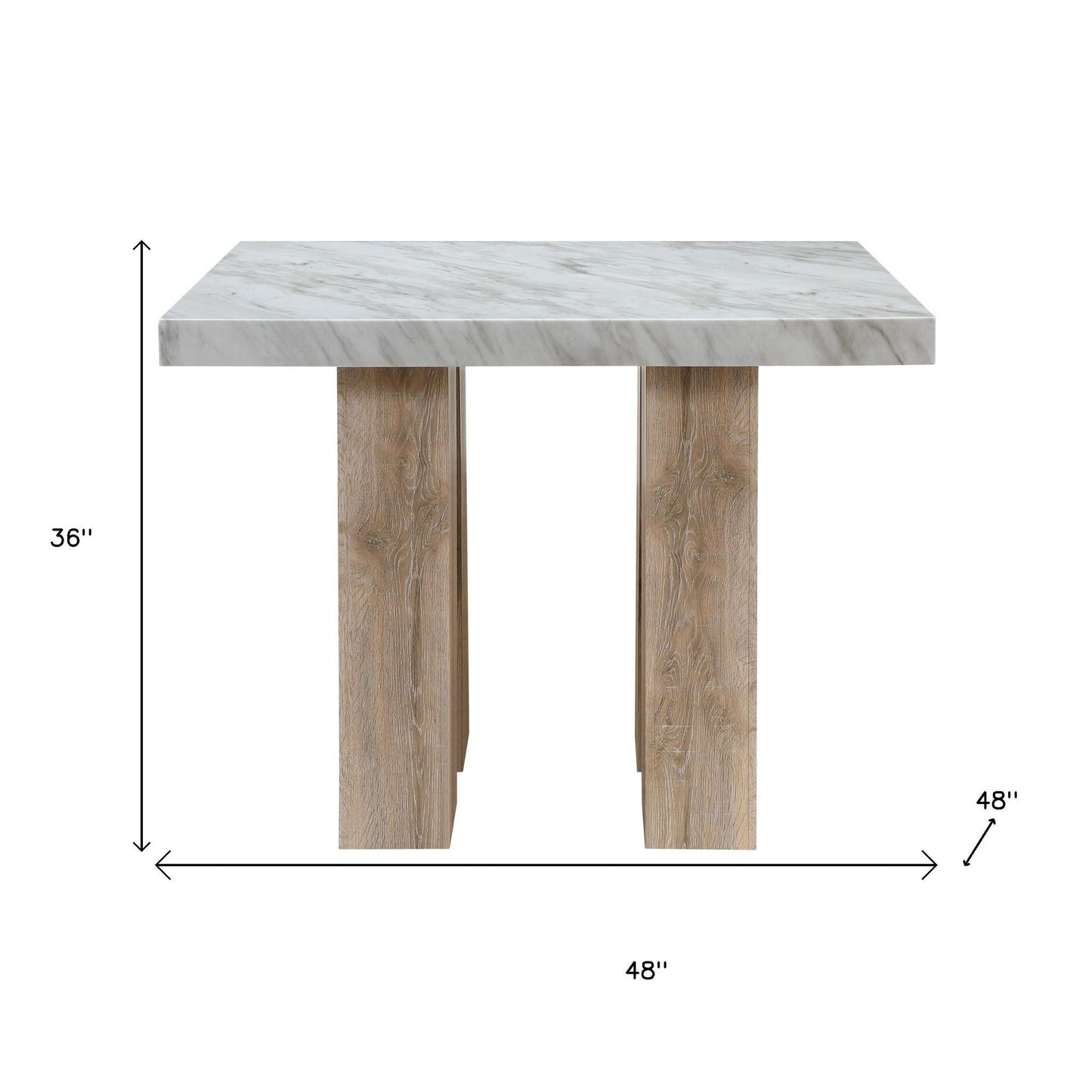 wood square bar table, natural wood square bar table, square bar table, white natural wood square bar, 48" white natural wood square