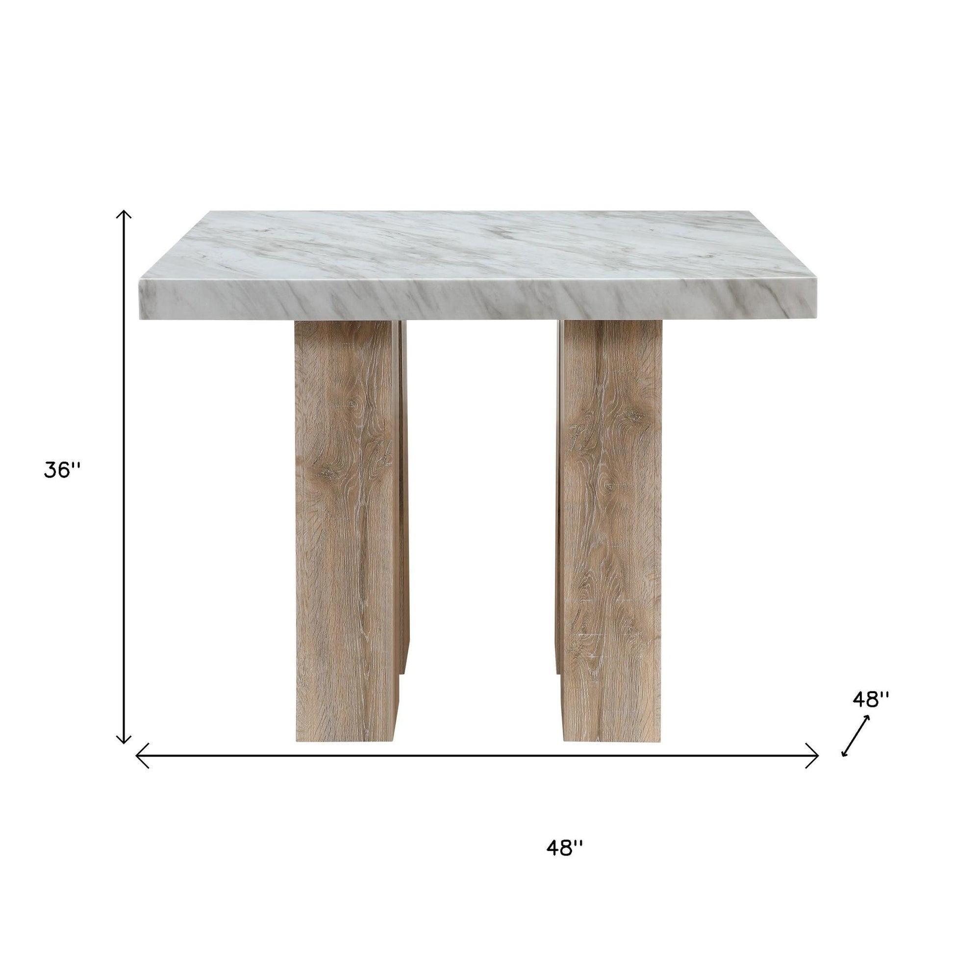wood square bar table, natural wood square bar table, square bar table, white natural wood square bar, 48" white natural wood square