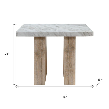 wood square bar table, natural wood square bar table, square bar table, white natural wood square bar, 48" white natural wood square