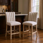PALISADES SET OF TWO 26" BEIGE AND NATURAL FABRIC AND WOOD BAR HEIGHT BAR CHAIRS - Varnish & Vibe