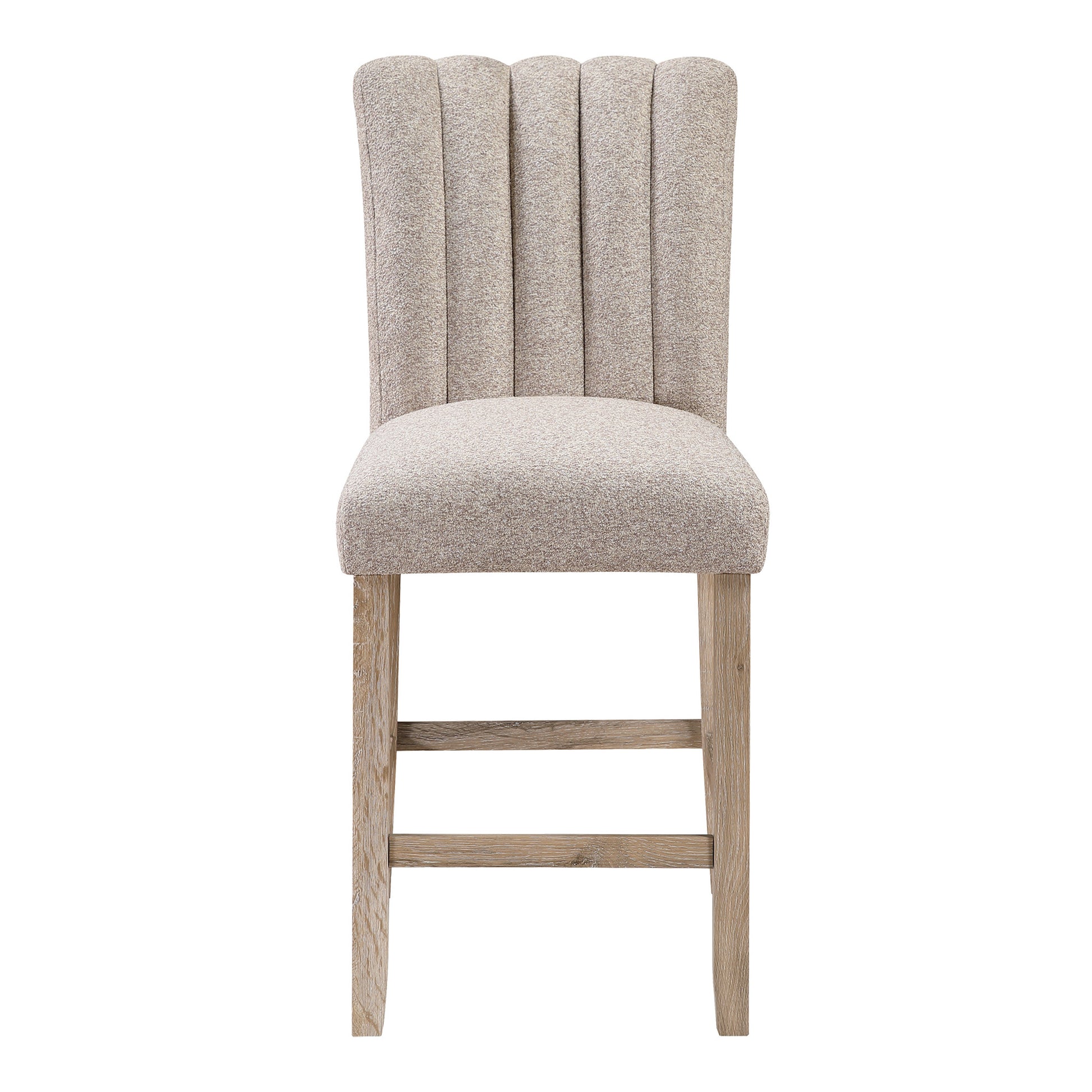 PALISADES SET OF TWO 26" BEIGE AND NATURAL FABRIC AND WOOD BAR HEIGHT BAR CHAIRS - Varnish & Vibe