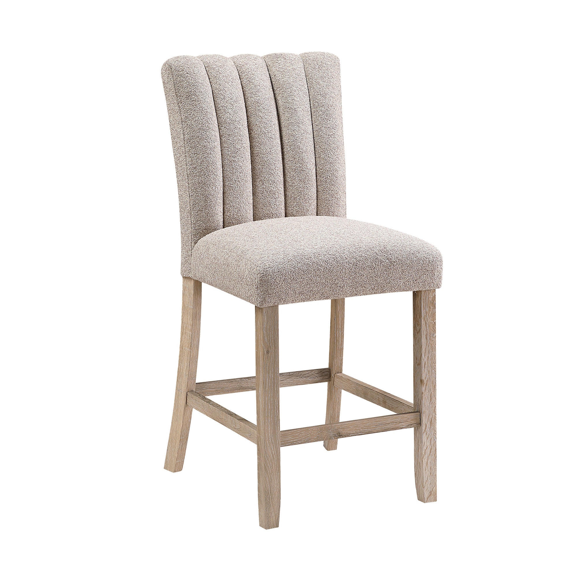 PALISADES SET OF TWO 26" BEIGE AND NATURAL FABRIC AND WOOD BAR HEIGHT BAR CHAIRS - Varnish & Vibe