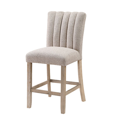PALISADES SET OF TWO 26" BEIGE AND NATURAL FABRIC AND WOOD BAR HEIGHT BAR CHAIRS - Varnish & Vibe