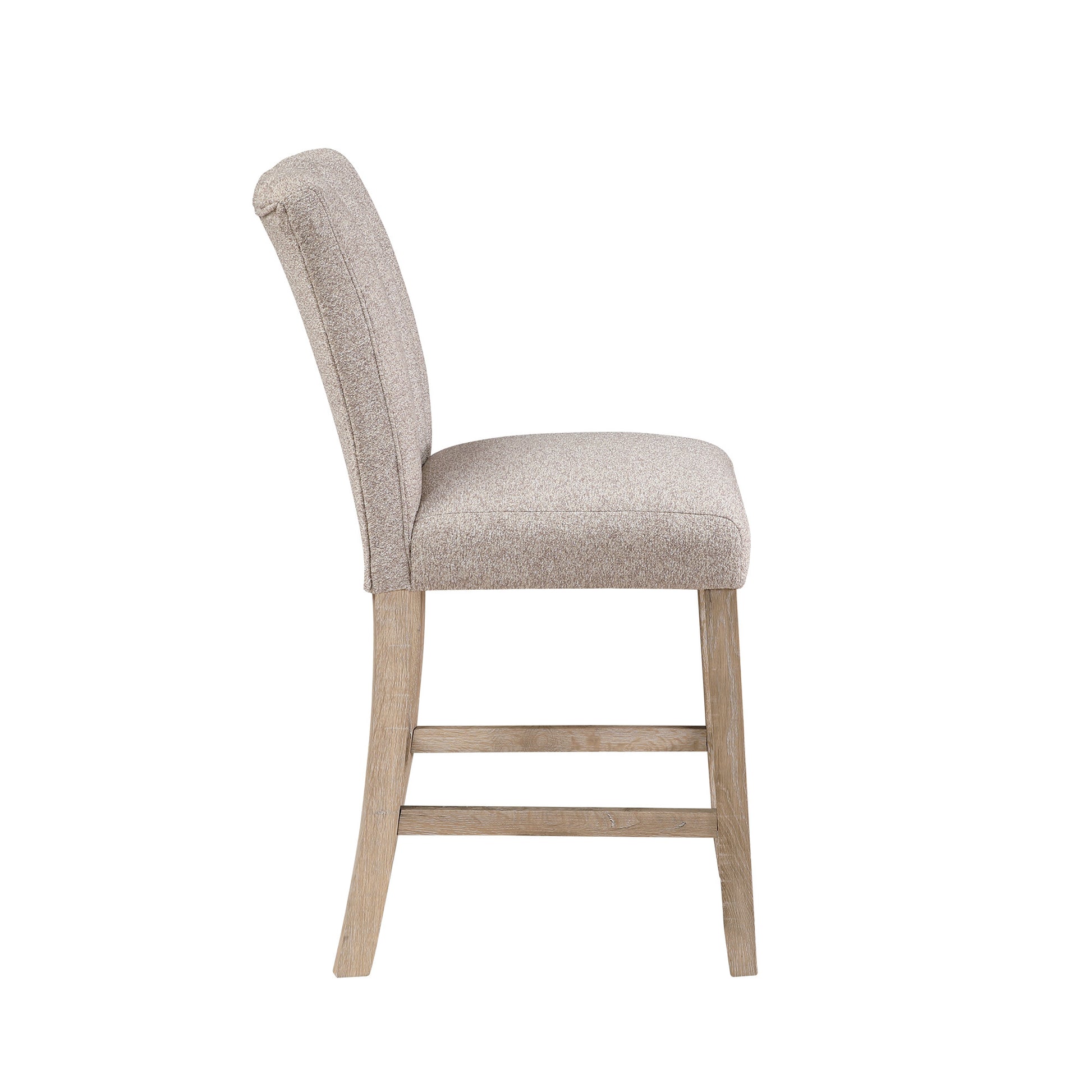 PALISADES SET OF TWO 26" BEIGE AND NATURAL FABRIC AND WOOD BAR HEIGHT BAR CHAIRS - Varnish & Vibe