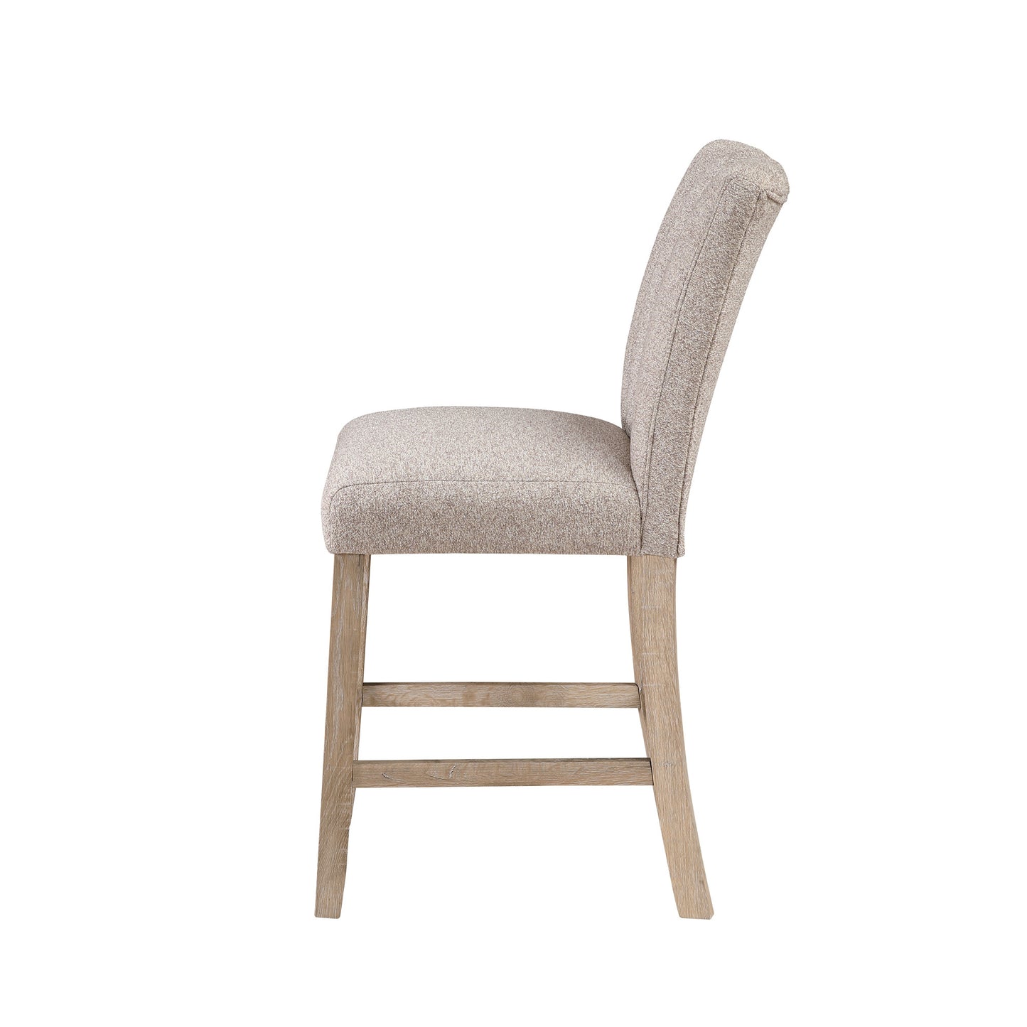 PALISADES SET OF TWO 26" BEIGE AND NATURAL FABRIC AND WOOD BAR HEIGHT BAR CHAIRS - Varnish & Vibe