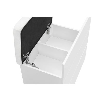 62" WHITE VANITY WITH MIRROR SEATING AND LIGHTS