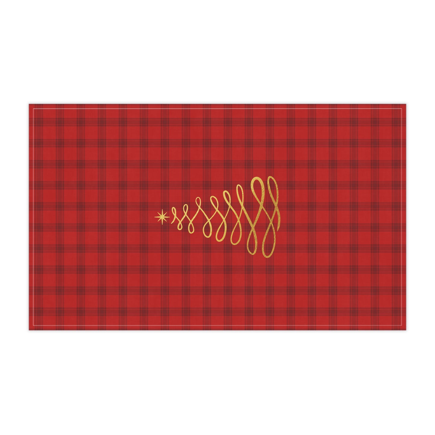 Red Tartan Christmas Tree Tea Towels (cotton, poly) - Varnish & Vibe