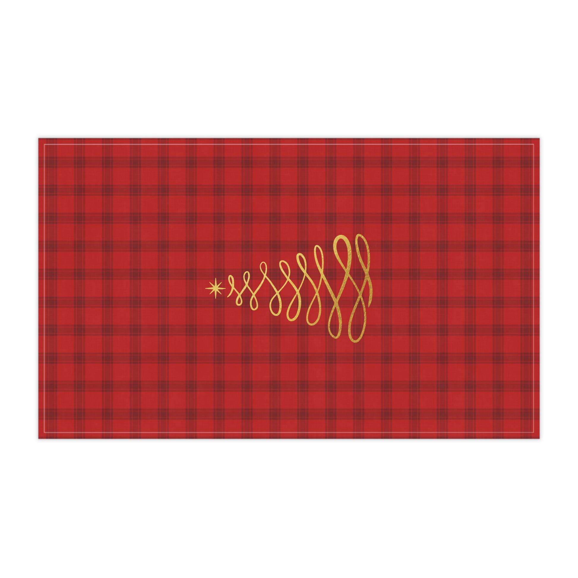 Red Tartan Christmas Tree Tea Towels (cotton, poly) - Varnish & Vibe