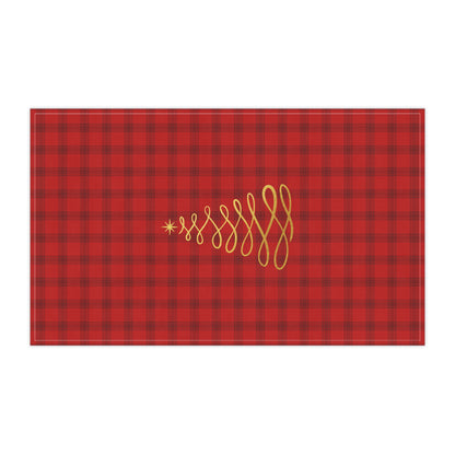 Red Tartan Christmas Tree Tea Towels (cotton, poly) - Varnish & Vibe