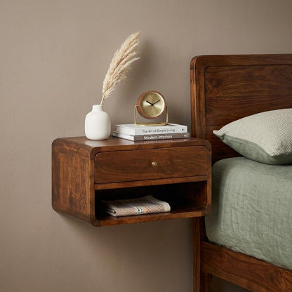 LAUREL 18" CHESTNUT SOLID WOOD ONE DRAWER FLOATING NIGHTSTAND