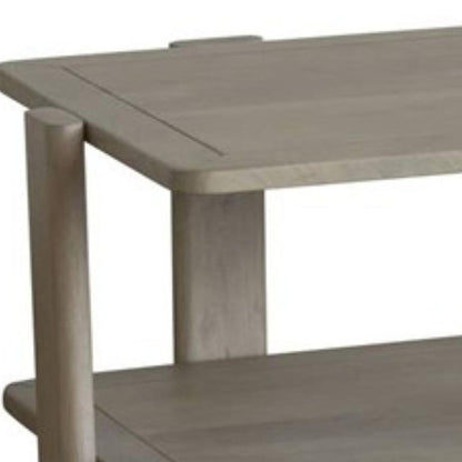 MALIBU 45" NATURAL SOLID WOOD DISTRESSED COFFEE TABLE WITH SHELF - Varnish & Vibe