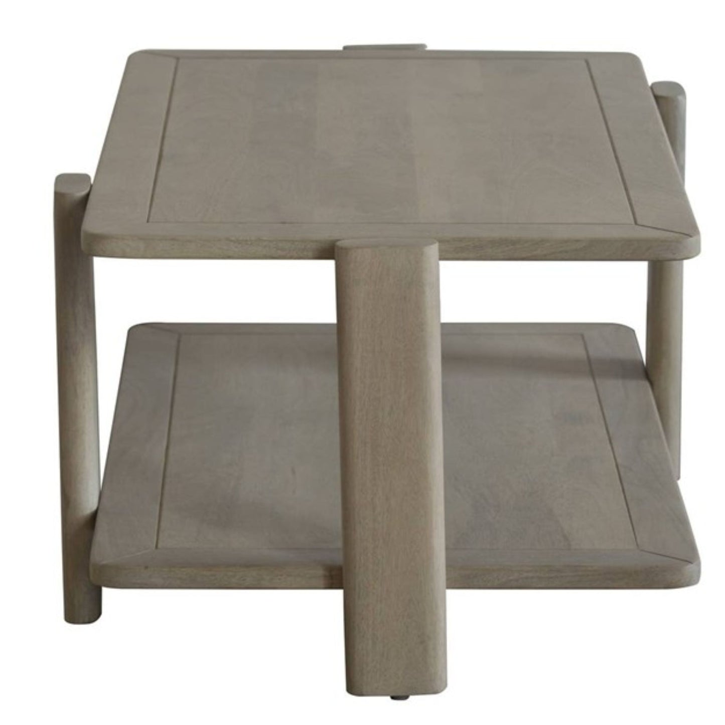 MALIBU 45" NATURAL SOLID WOOD DISTRESSED COFFEE TABLE WITH SHELF - Varnish & Vibe