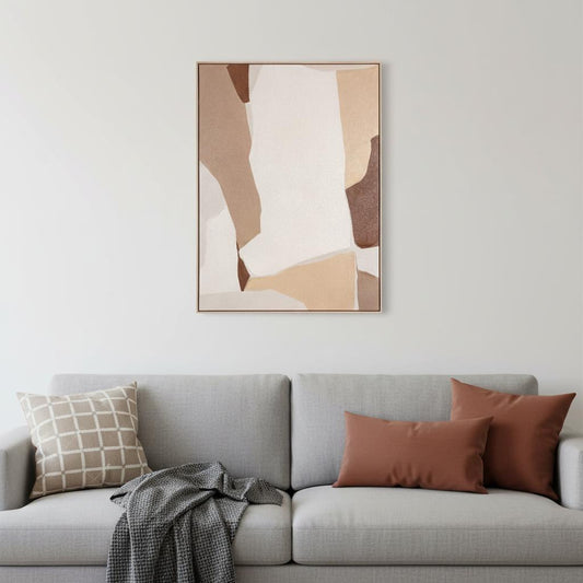 MALIBU GAVOTTE I HAND PAINTED BROWN FLOATER FRAME WALL ART - Varnish & Vibe