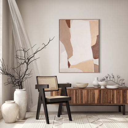 MALIBU GAVOTTE I HAND PAINTED BROWN FLOATER FRAME WALL ART - Varnish & Vibe