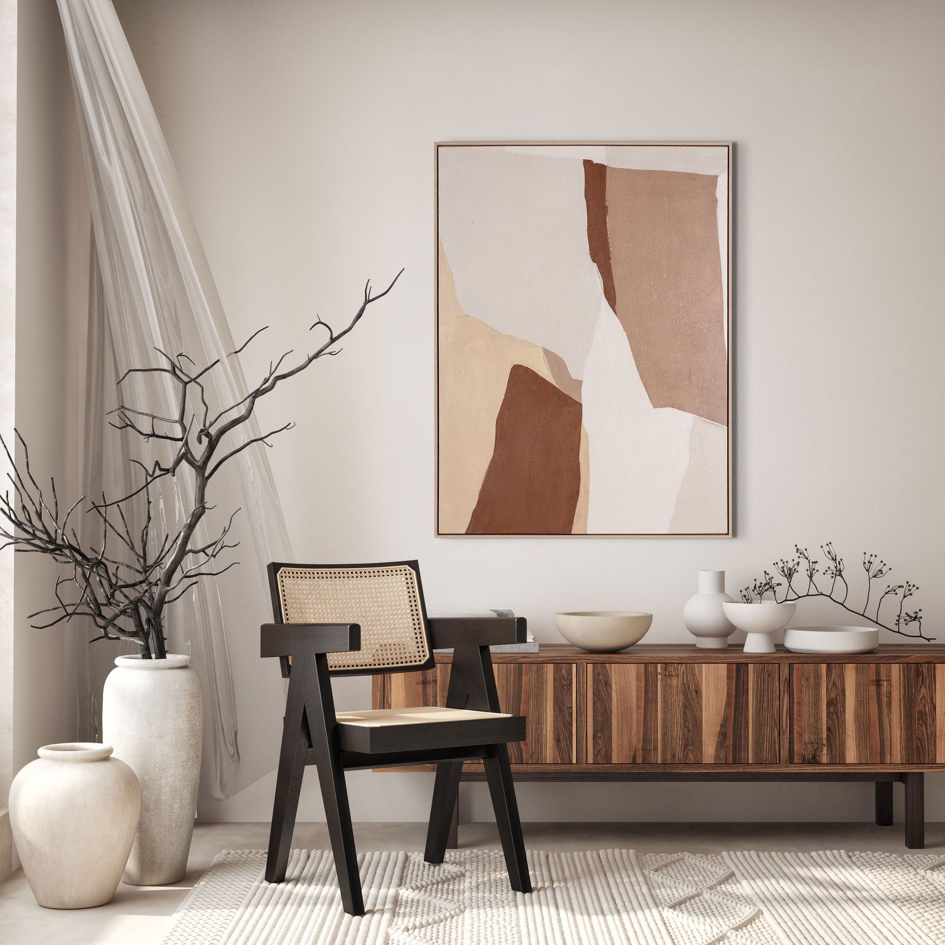 MALIBU GAVOTTE II HAND PAINTED BROWN FLOATER FRAME WALL ART - Varnish & Vibe