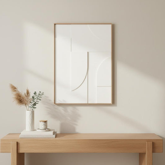 WHITE GEO MACHE BROWN SHADOWBOX WALL ART