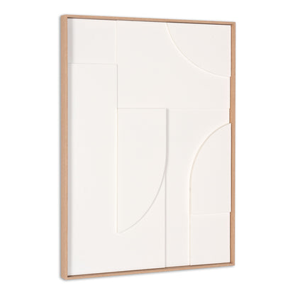 WHITE GEO MACHE BROWN SHADOWBOX WALL ART