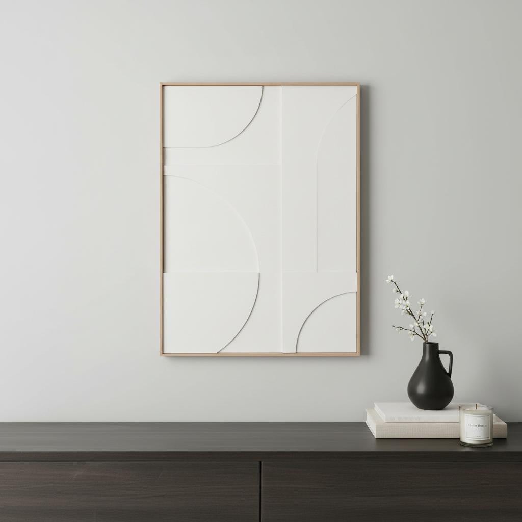 MODERN GEO SHAPES BROWN SHADOWBOX WALL ART