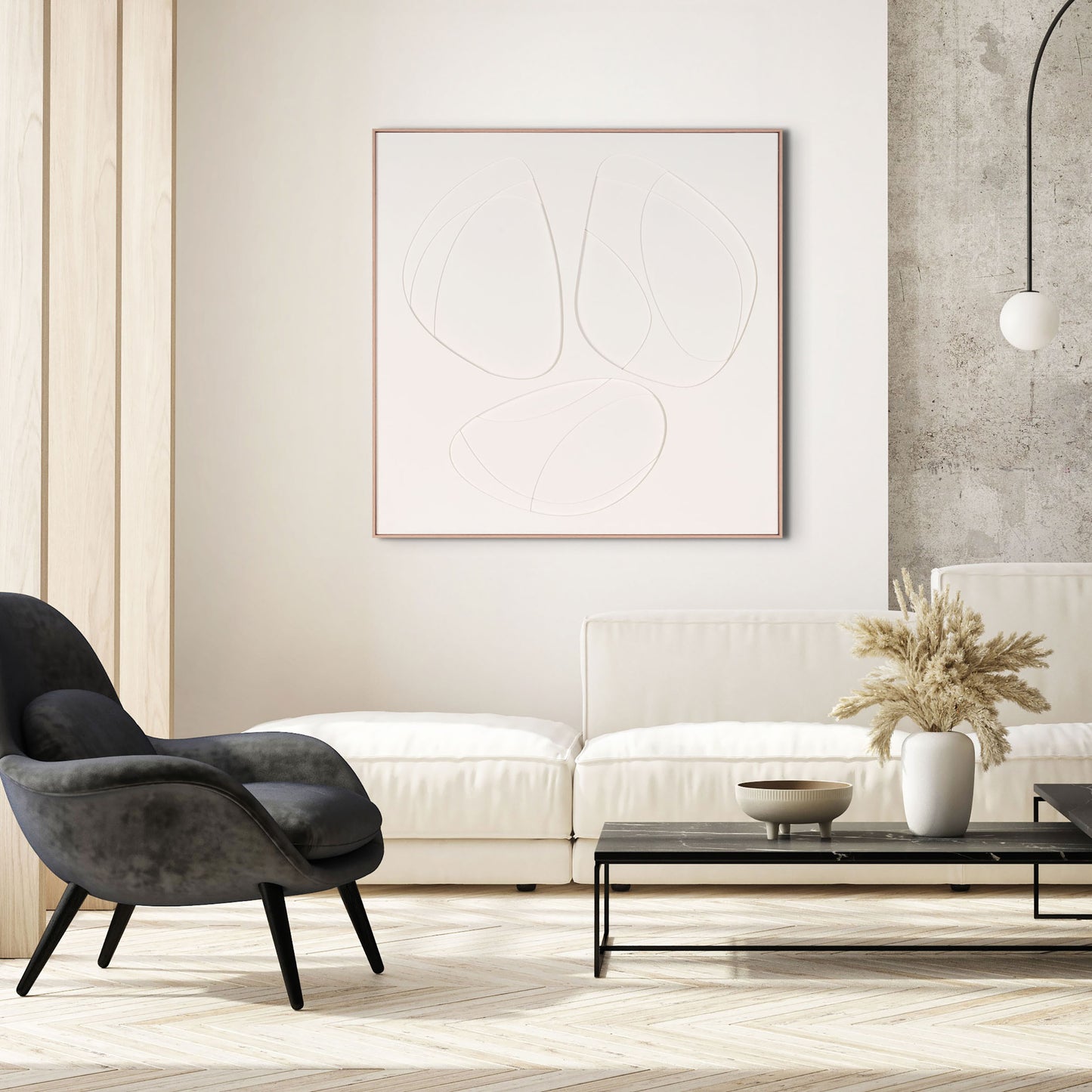 WHITE GEO TRIO BROWN SHADOWBOX WALL ART