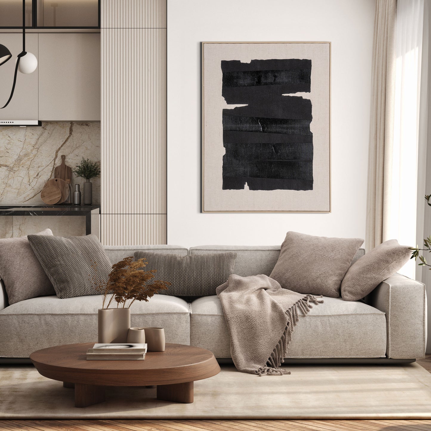 MALIBU ECHOES OF SHADOWS II HAND PAINTED BROWN FLOATER FRAME WALL ART - Varnish & Vibe