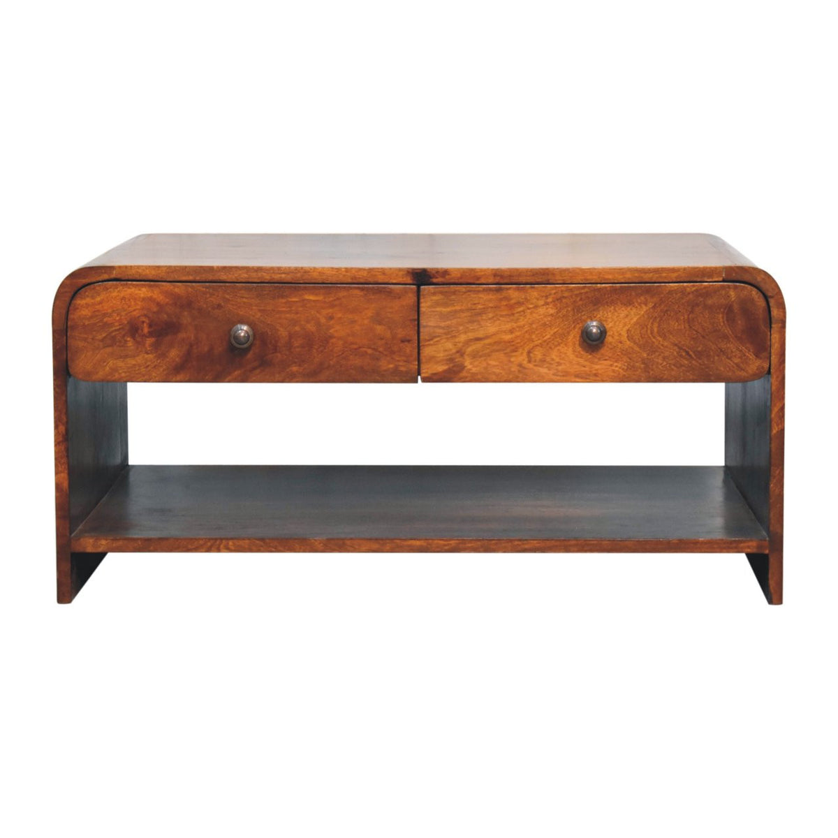 LAUREL 85" CHESTNUT SOLID WOOD FRAME COFFEE TABLE WITH FOUR DRAWERS