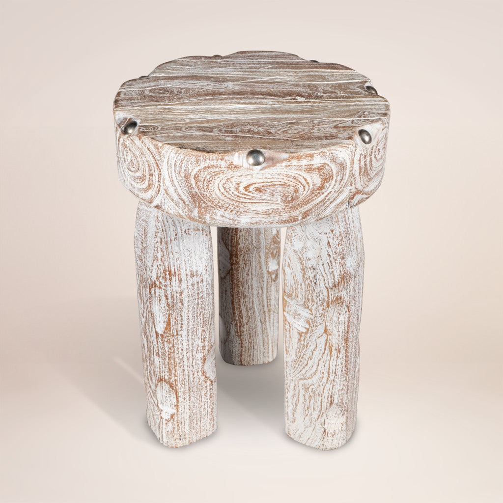 CALABASAS 19" WHITE SOLID WOOD ROUND END TABLE - Varnish & Vibe