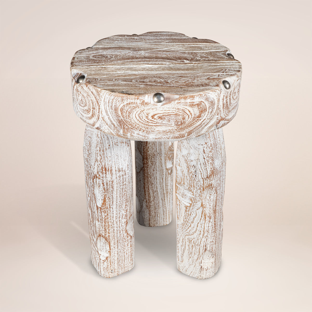 CALABASAS 19" WHITE SOLID WOOD ROUND END TABLE - Varnish & Vibe
