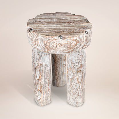 CALABASAS 19" WHITE SOLID WOOD ROUND END TABLE - Varnish & Vibe