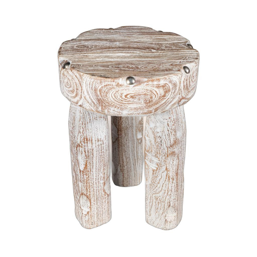 CALABASAS 19" WHITE SOLID WOOD ROUND END TABLE - Varnish & Vibe