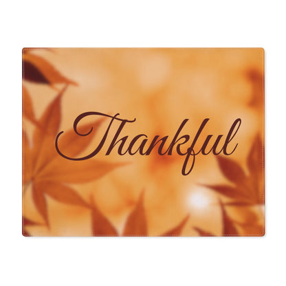 Thankful Script Thanksgiving Fall Leaves Placemat