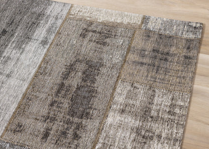 PALISADES 5' X 8' GRAY CREAM AND TAN ABSTRACT AREA RUG - Varnish & Vibe