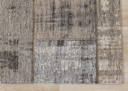 PALISADES 5' X 8' GRAY CREAM AND TAN ABSTRACT AREA RUG - Varnish & Vibe
